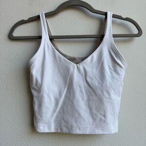 Lululemon Align Tank White Linen Cropped Strappy Nulu Fabric Size 4 A / B Cup